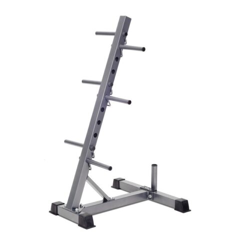 Organize your weight plates with a standard plate tree. Compact, sturdy design for easy access and storage. Ideal for home and commercial gyms to keep plates secure