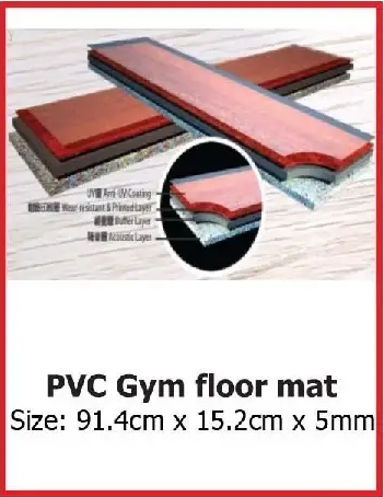 Enhance your workout area with a PVC gym floor mat. Durable, non-slip, and easy to maintain, it offers superior protection for your floors while providing comfort during exercises and equipment use