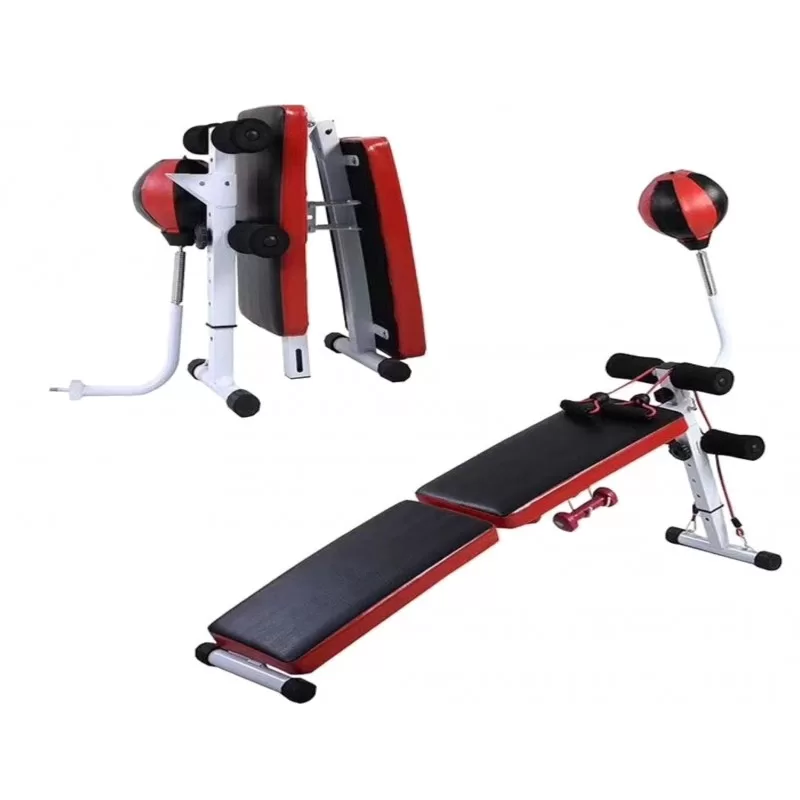 Maximize your core workout and relieve stress with our Sit-Up Bench with Punching Bag. Designed for sit-ups, crunches, and full-body exercises, it features a durable punching bag for added training intensity, making it a versatile addition to your home gym